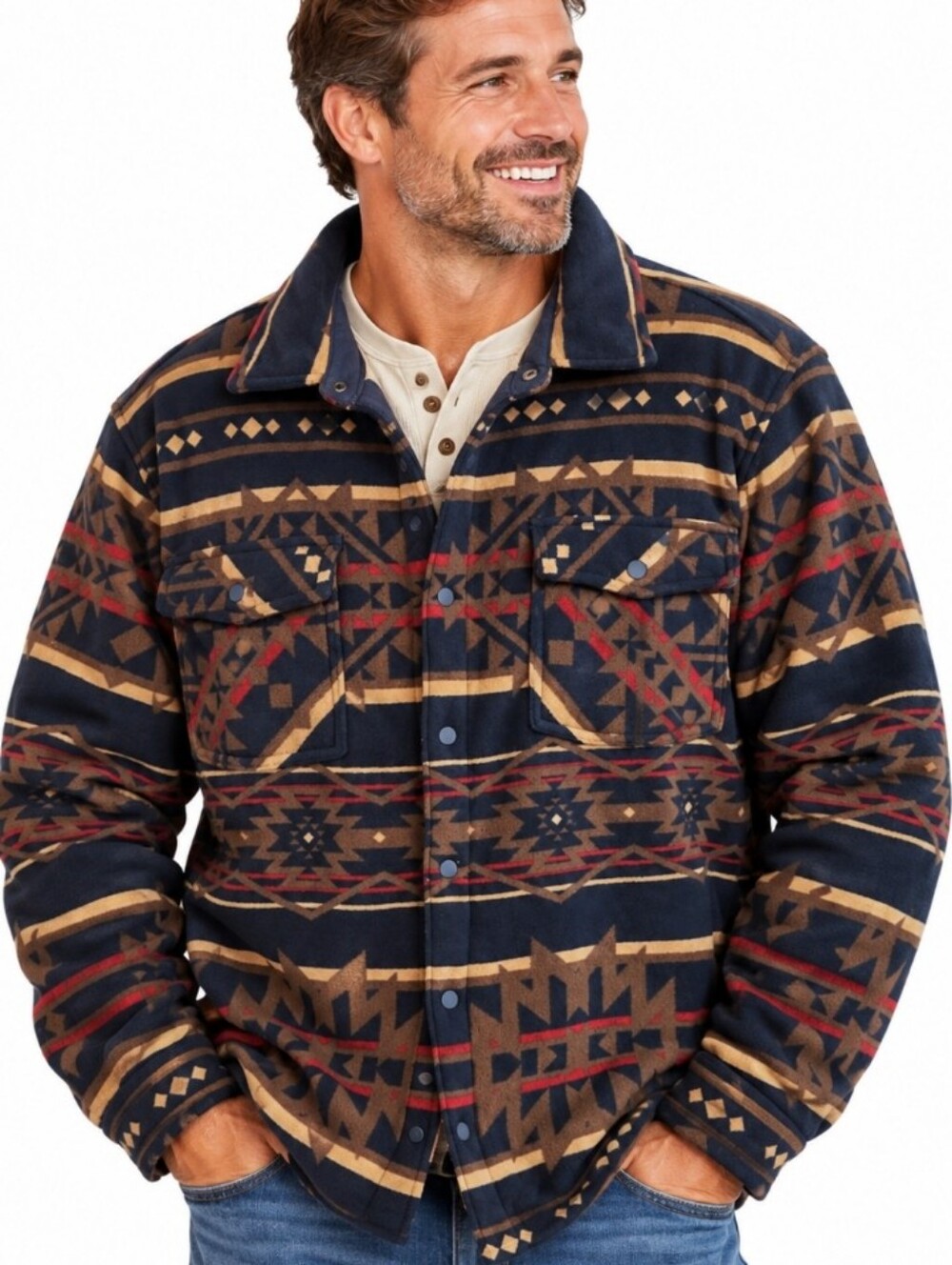 Member’s Mark Men’s XXL Fleece Sherpa Lined Southwestern Shacket Unisex
